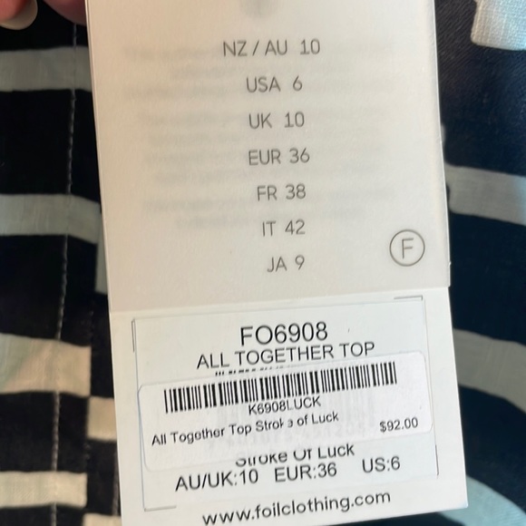 NWT FOIL linen ALL TOGETHER stroke of luck top in size 6. - Picture 3 of 8